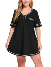 Camisón informal de algodón con escote en V y bolsillo